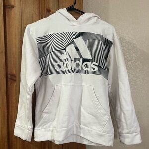 Adidas Kids White and Black Striped Hoodie